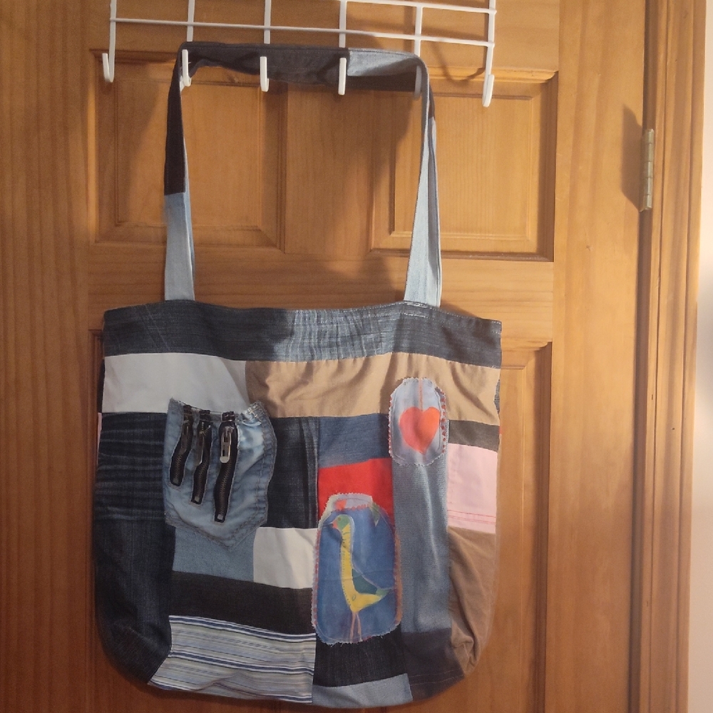 Patchwork Denim Tote Bag - image 1